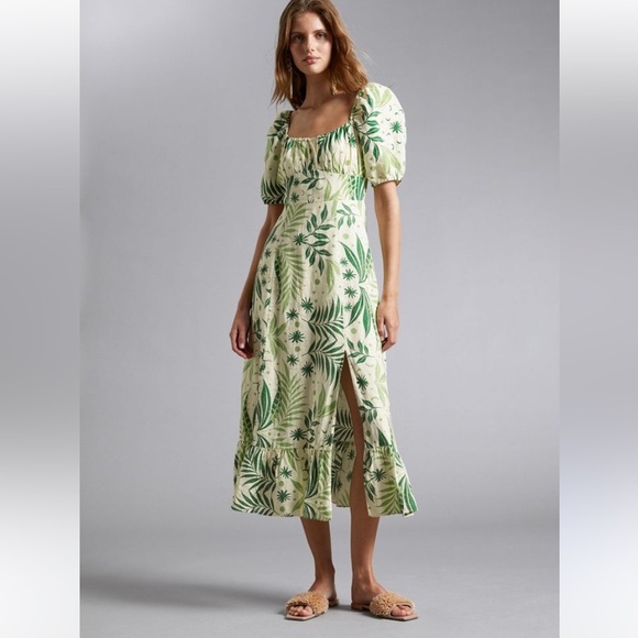 & Other Stories Green and White Ruffled Tiered Sundress / sun dress - Picture 1 of 6